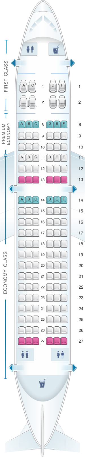 Seat Map American Airlines Airbus A319 128pax