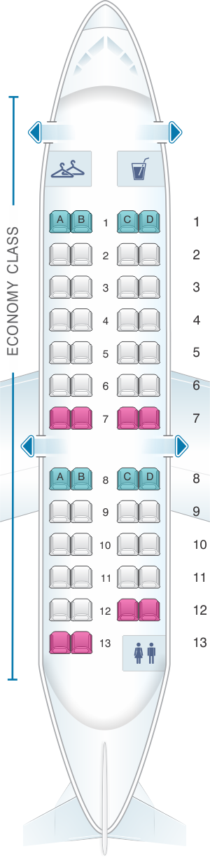 Seat map for American Airlines CRJ 200