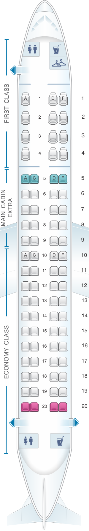 Seat Map American Airlines Embraer ERJ 175 V1 | SeatMaestro