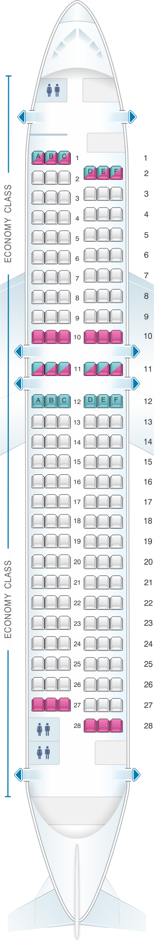 Seat map for Asiana Airlines Airbus A320 200 159PAX