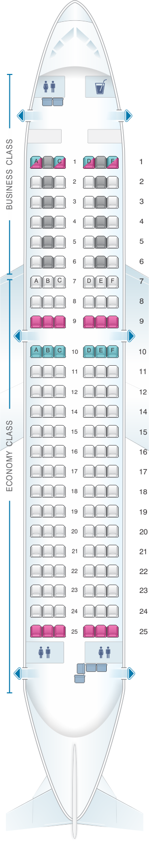 Airbus A319 Twin Jet Seating Chart