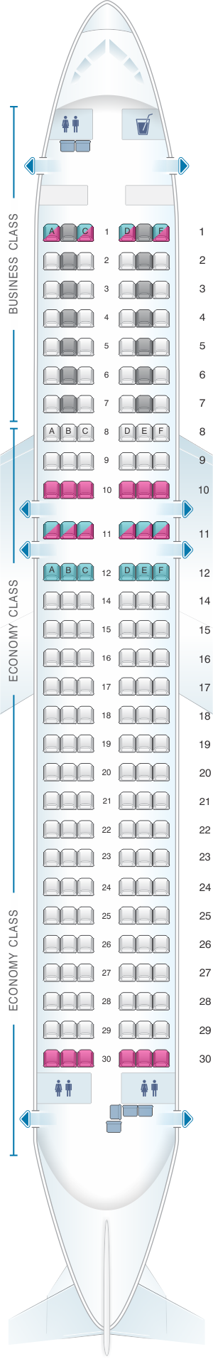 Seat Map Austrian Airlines Airbus A320 | SeatMaestro