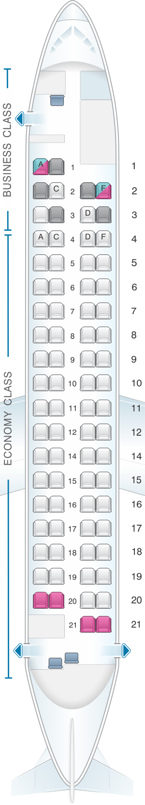 Seat map for Austrian Airlines Bombardier Q400