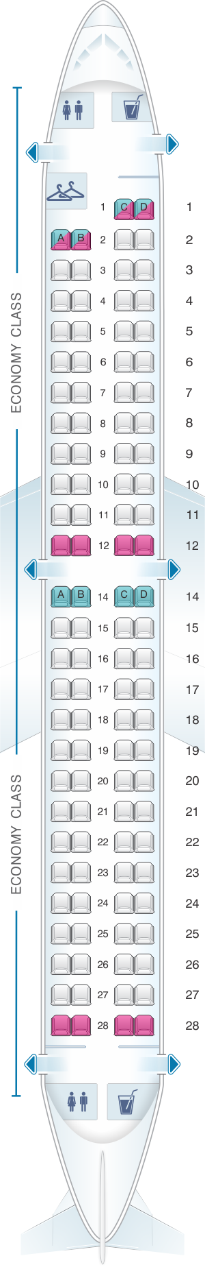 Seat map for Azal Azerbaijan Airlines Embraer ERJ 190 100