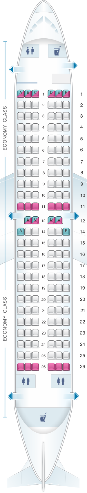 Seat map for Blue Panorama Boeing B737 300