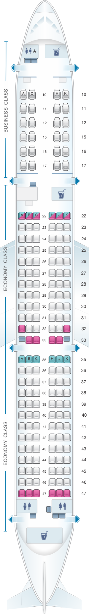 Seat Map Cathay Dragon Airbus A321 200 | SeatMaestro