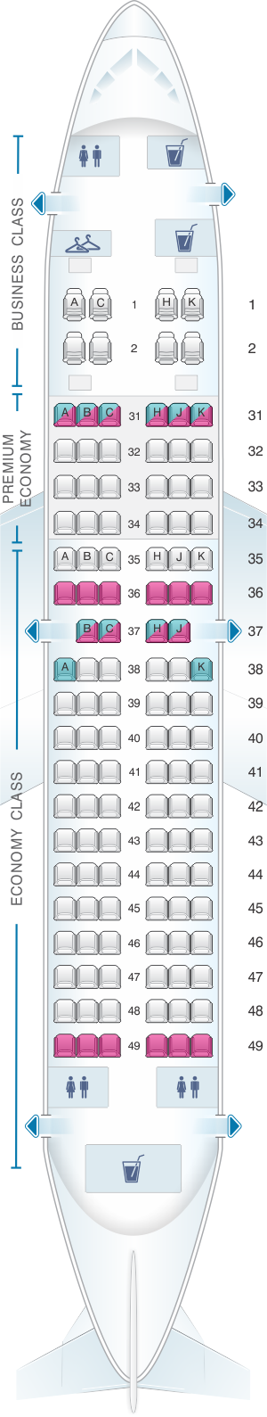 Seat map for China Southern Airlines Boeing B737 700