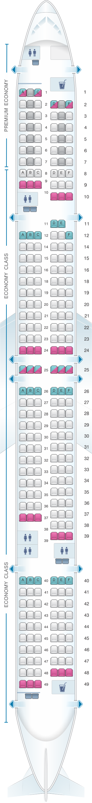 Seat map for Condor Boeing B757 300