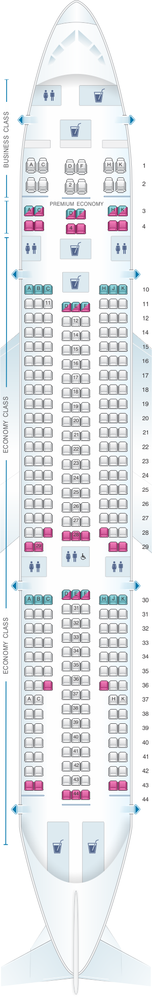 Seat Map Corsair Airbus A330 200