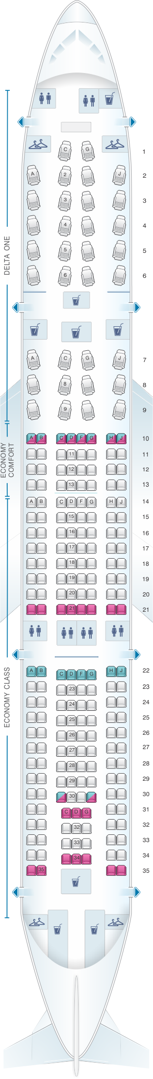 Seat Map Delta Air Lines Airbus A330 200 332 Seatmaestro