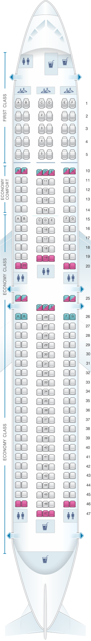 Seat map for Delta Air Lines Boeing B767 300 (76Q-76P)