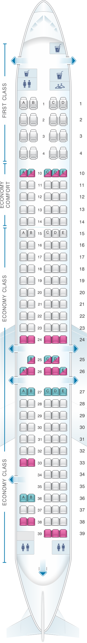 Seat Map Delta Air Lines McDonnell Douglas MD 90 | SeatMaestro