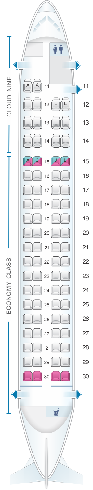 Seat map for Ethiopian Q400 cloude nine