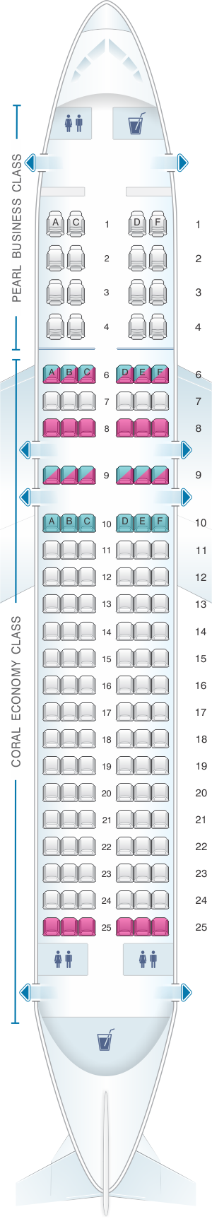 Seat map for Etihad Airways Airbus A320 200