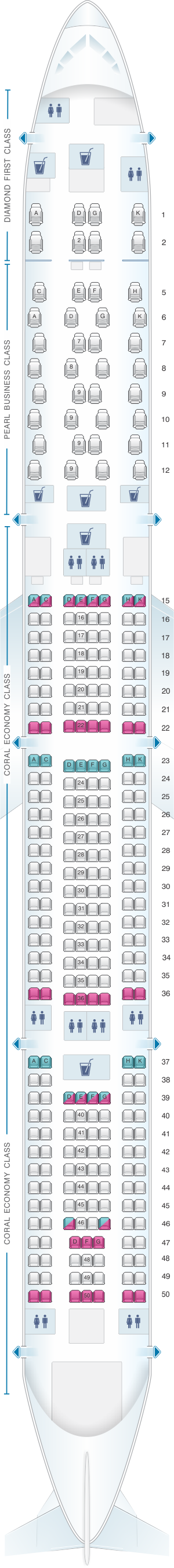 Seat map for Etihad Airways Airbus A340 600