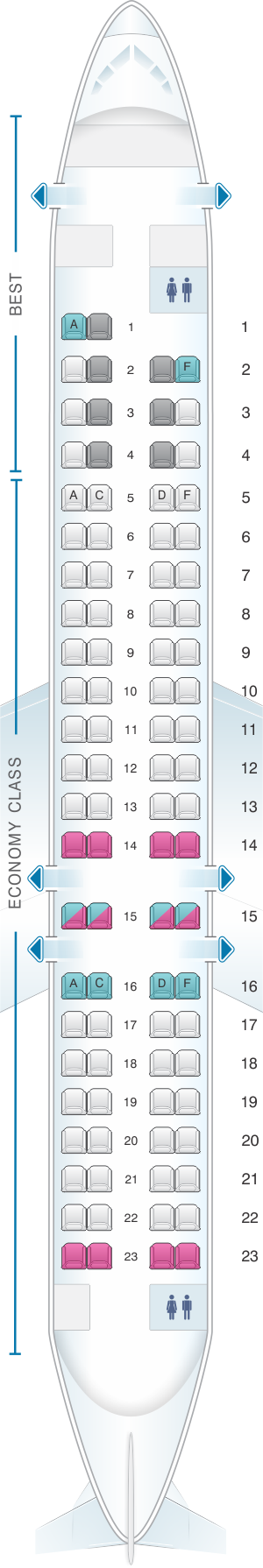 Seat map for Eurowings Bombardier CRJ900 NextGen