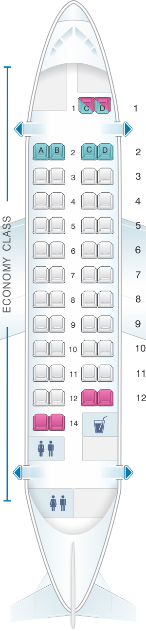 Seat map for Fiji Airways ATR 42 600