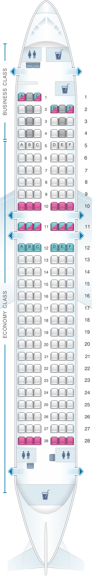 Seat map for Finnair Airbus A320