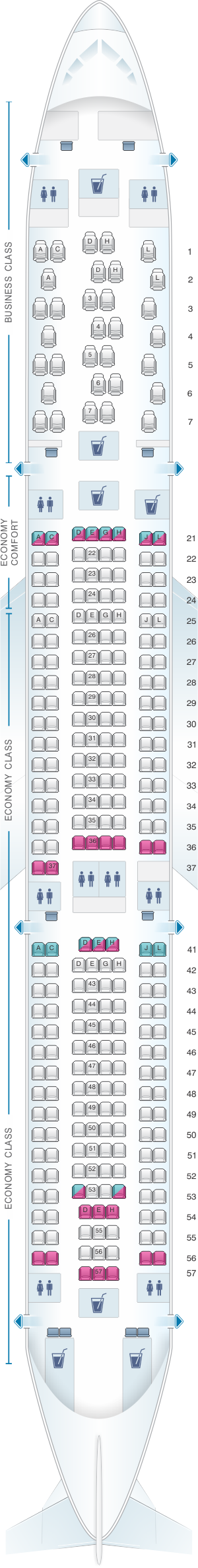 Seat map for Finnair Airbus A330 300 289PAX