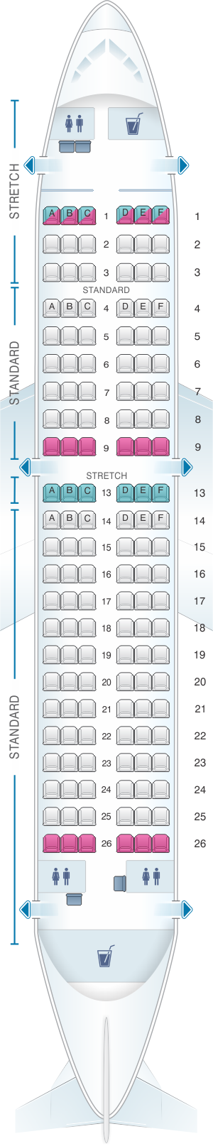 Seat Map Frontier Airlines Airbus A319