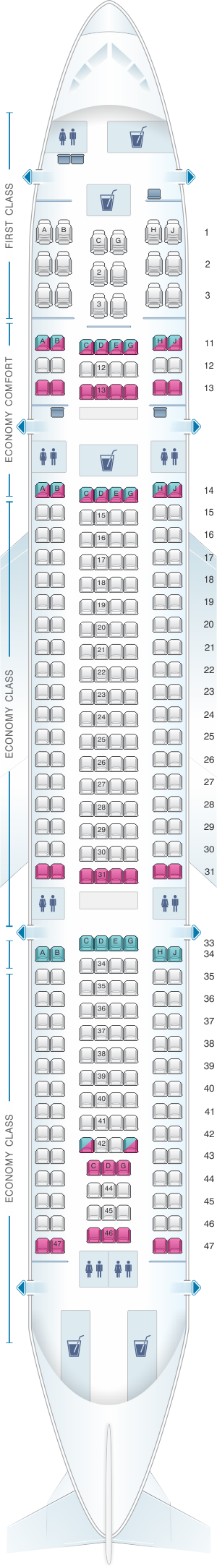 Seat Map Hawaiian Airlines Airbus A330