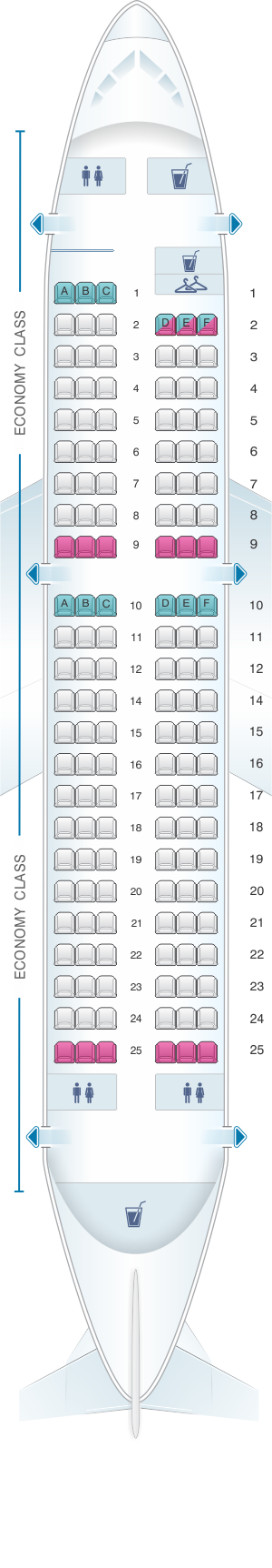 Seat Map Iberia Airbus A319 Single Class Seatmaestro