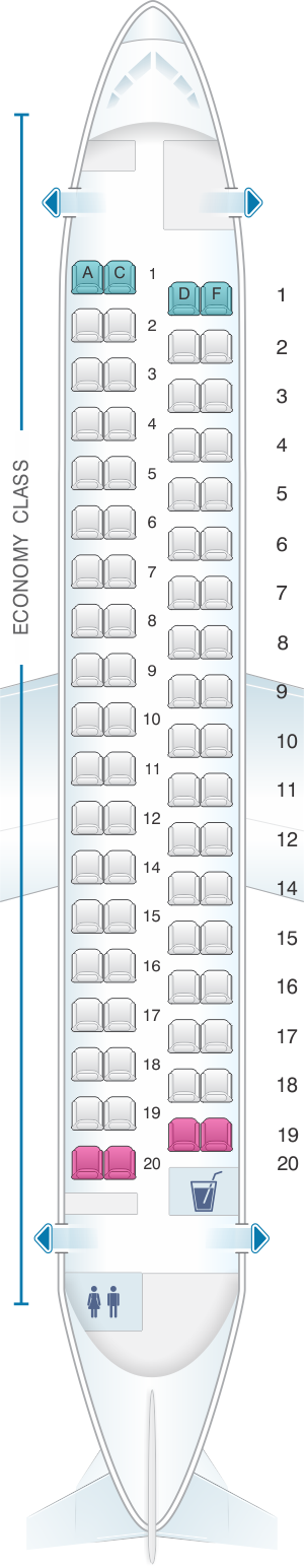 Seat map for Iberia Regional - Air Nostrum ATR 72 600