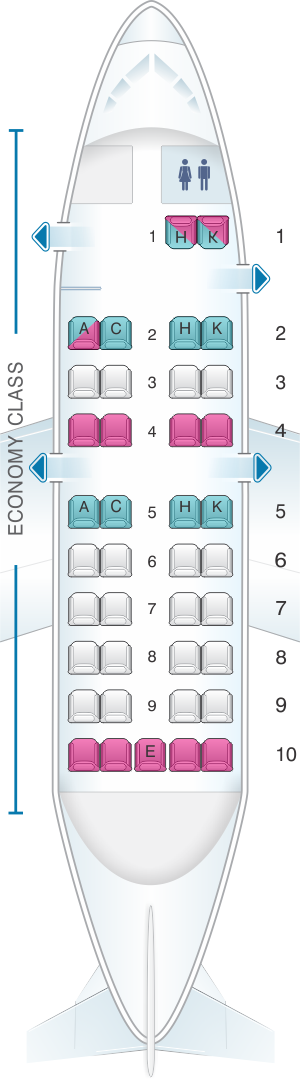 Seat map for Japan Airlines (JAL) DHC8 Q100 Q11