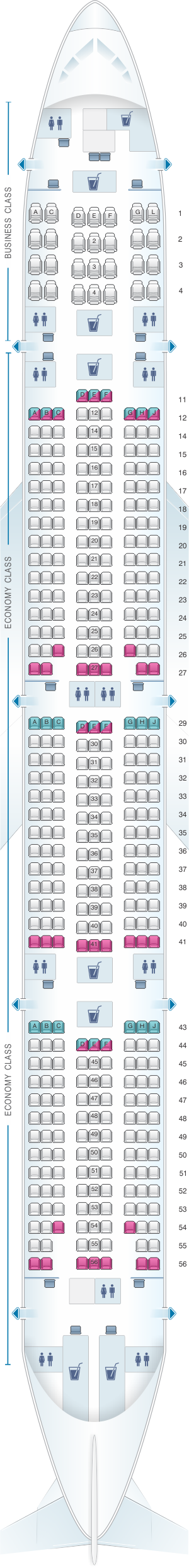 Seat map for Kenya Airways Boeing B777 300ER