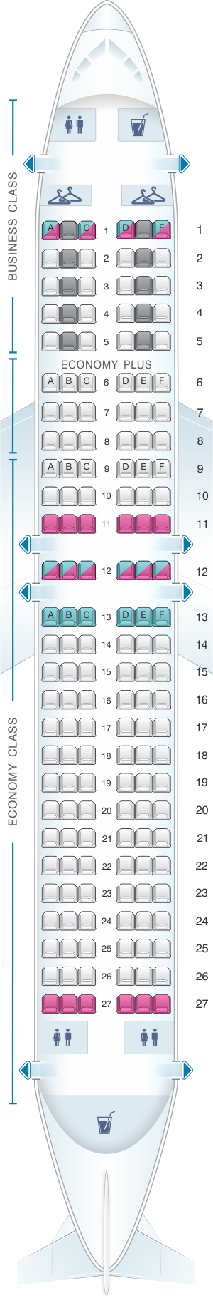 Seat map for LOT Polish Airlines Boeing B737 400