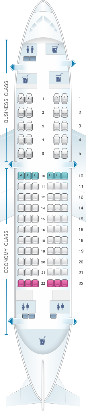 Seat map for Lufthansa Boeing B737 700.