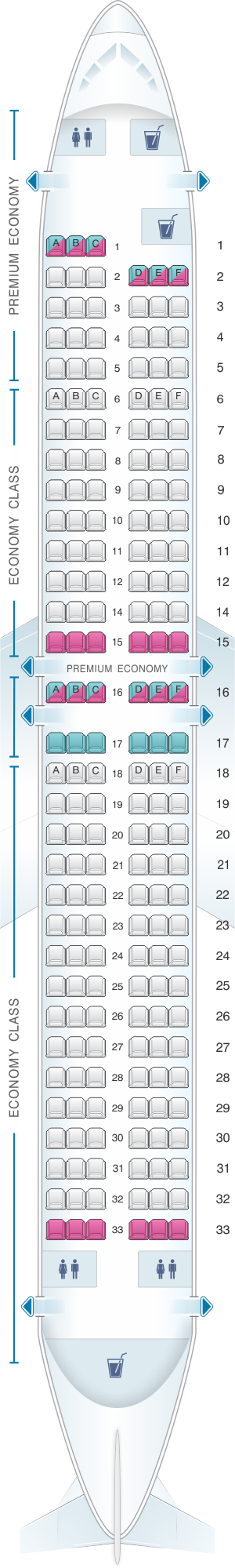 Seat map for Ryanair Boeing B737 800