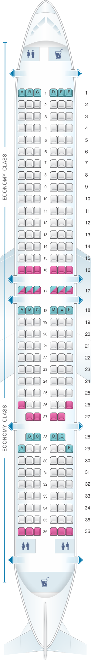 Seat map for SpiceJet Boeing B737 900ER