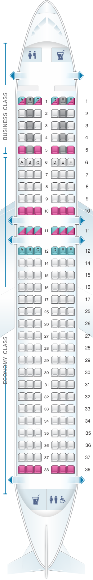 Airbus A320 100 200 Seating Chart