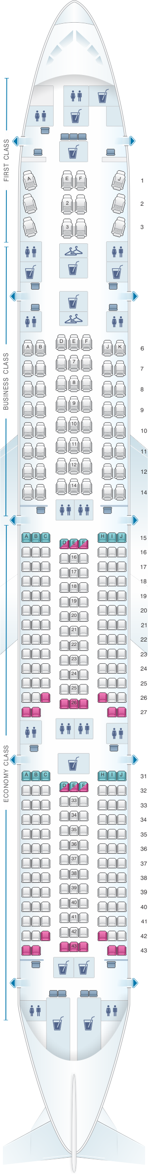 Seat map for TAAG Angola Airlines Boeing B777 300ER