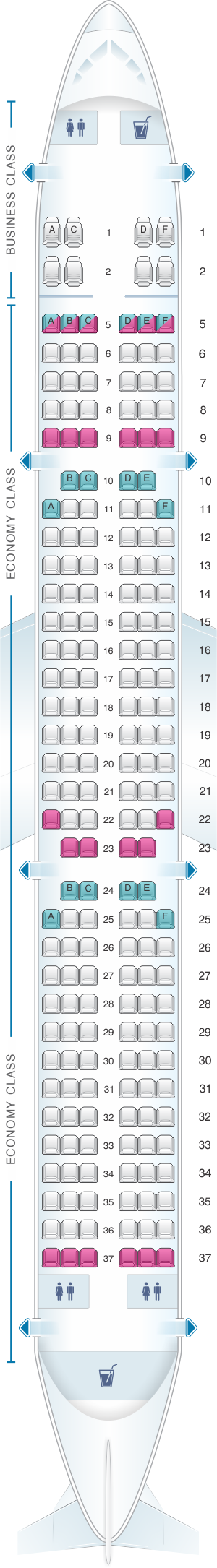 Seat map for TAP Air Portugal Airbus A321