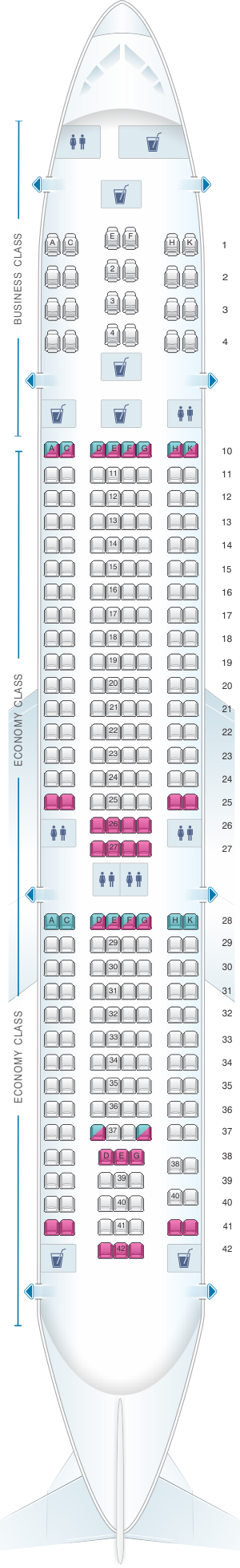 Seat map for TAP Air Portugal Airbus A330 200 V1