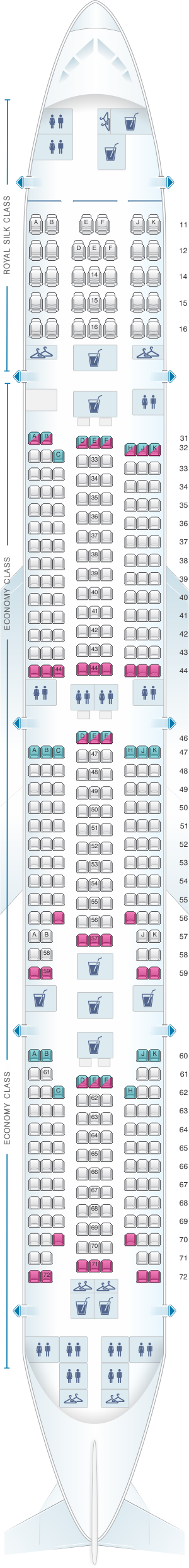 Seat map for Thai Airways International Boeing B777 300 (773)