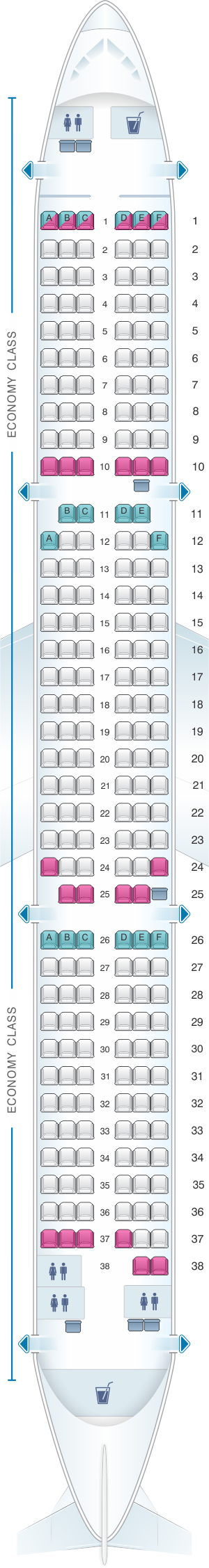 Seat map for Thomas Cook Airlines Airbus A321 200