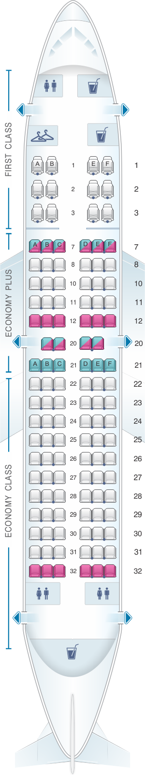 Seat map for United Airlines Boeing B737 700 - version 1