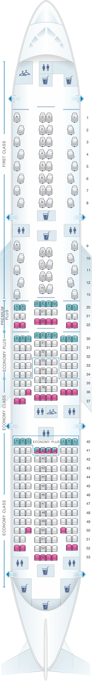 Seat Map United Airlines Boeing B777 200 777 Version 1 Seatmaestro