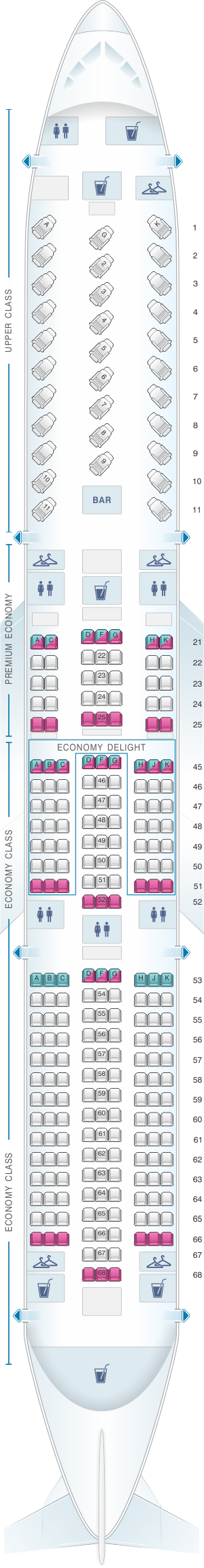 Seat map for Virgin Atlantic Boeing B787 900