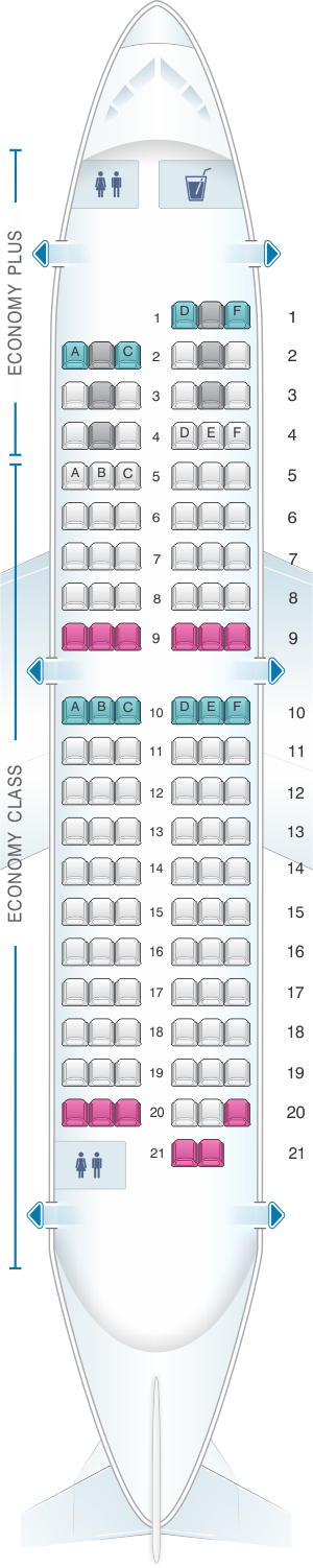 Seat map for WestJet Boeing B737 600