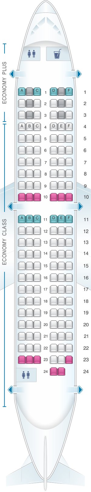 Seat map for WestJet Boeing B737 700