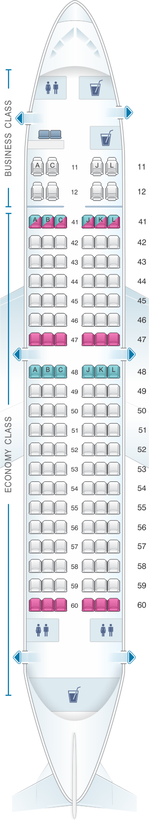 Seat map for Xiamen Airlines Boeing B737 700 128pax