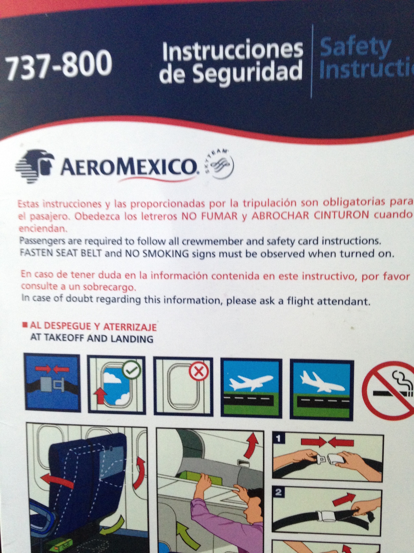 2010 AEROMEXICO SAFETY CARD--737-800 