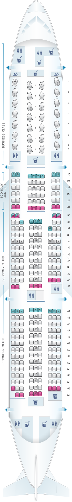 Seat Map Delta Air Lines Boeing B777 200lr Seatmaestro