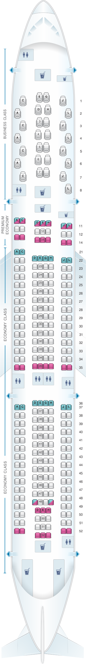 Seat map for Iberia Airbus A330 300