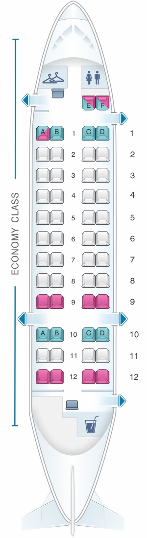 Seat map for Qantas Airways Bombardier Dash 8 Q300