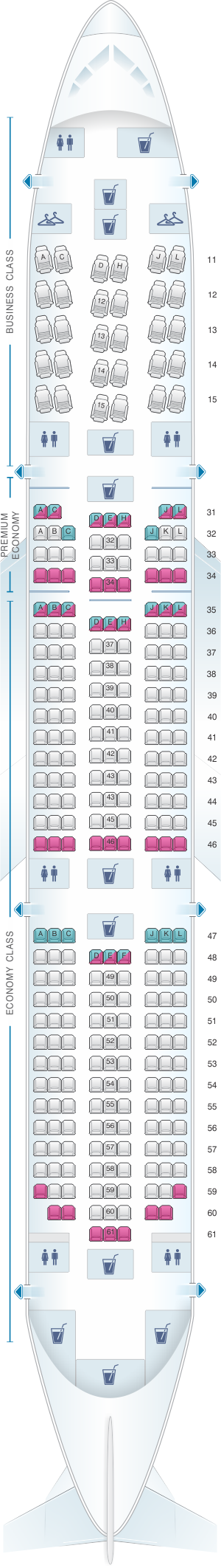 Seat map for Air China Boeing B787-9